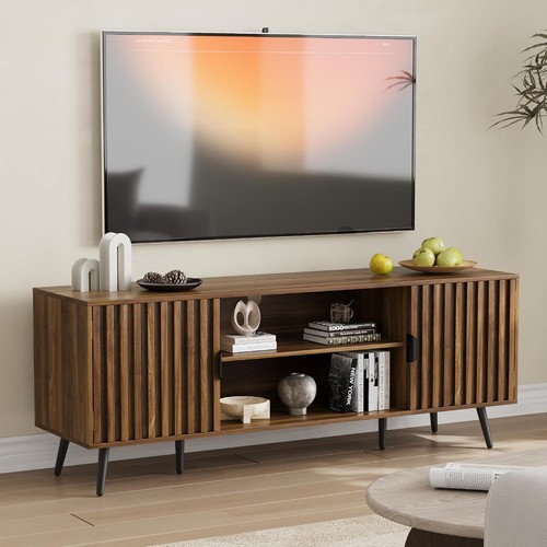 Walnut fluted stand for - for, tvs